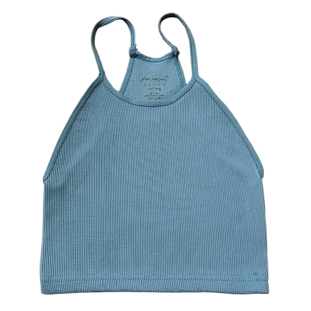 Free People Happiness Runs Tank with Logo Steel Blue NWOT